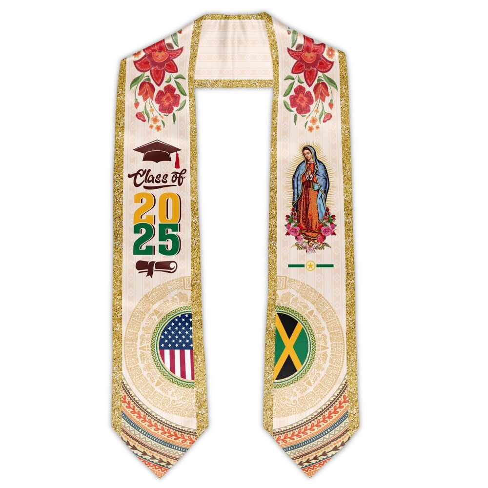 8805 Jamaica Graduation Stole, Jamaican American Flag Graduation Sash Class